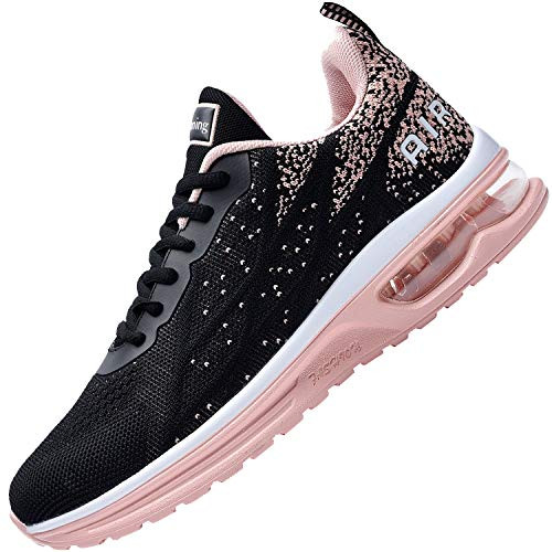 AUPERF Womens Athletic Tennis Running Shoes Air Sports Walking Comfortable Gym Sneakers -US 9 B-M- Black Orange