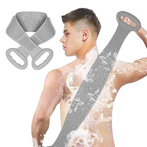 Exfoliating Back Scrubber for Shower Silicone Body Scrubber for Women Men Silicone Bath Body Brush Scrubber Lengthen Back Scrubber for Shower -Gray- Exfoliating Back Scrubber for Shower Silicone Body Scrubber for Women Men Silicone Bath Body Brush Scrubber Lengthen Back Scrubber for Shower -Gray-