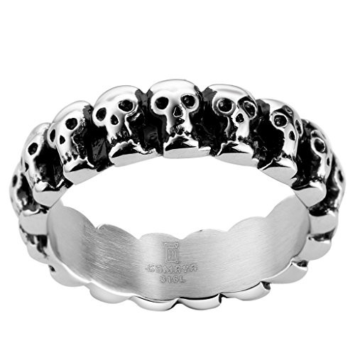 Jude Jewelers 6mm Stainless Steel Gothic Skull Biker Ring -5-