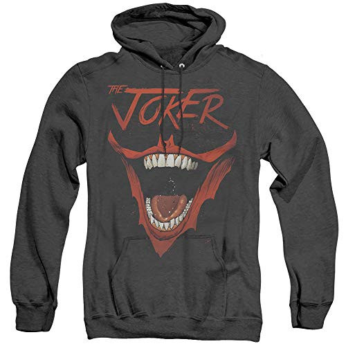 Trevco Batman Joker Bat Laugh Unisex Adult Pull-Over Heather Hoodie  Small Black