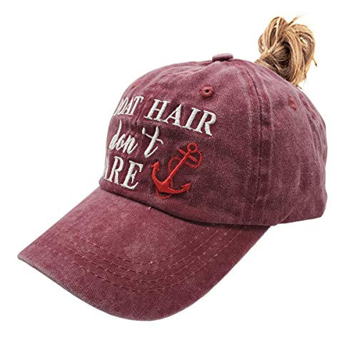 Womens Ponytail Baseball Cap Boat Hair Dont Care Embroidered Vintage Dad Hat Womens Ponytail Baseball Cap Boat Hair Dont Care Embroidered Vintage Dad Hat