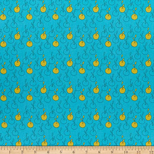 Riley Blake On The Bright Side Apples Teal Quilt Fabric By The Yard