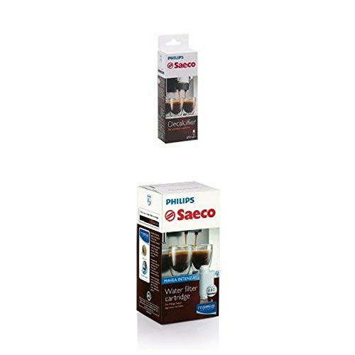 Philips Saeco Espresso Machine Liquid Decalcifier and CA6702-00 Intenza Water Filter Bundle