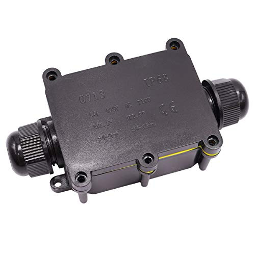 smseace Outdoor Waterproof IP68 Junction Box  2-Way Plug Wire External Electrical Junction Box G713 Coaxial Cable Connector Wire Diameter 4-15mm -1 Bl