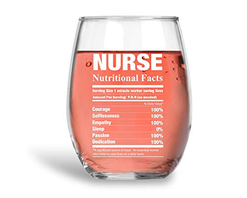 Nurse Nutritional Facts 15oz Stemless Crystal Wine Glass - Nurse Graduation Ideas - Nurses Appreciation Week for Essential Worker - CBT Wine Glasses Nurse Nutritional Facts 15oz Stemless Crystal Wine Glass - Nurse Graduation Ideas - Nurses Appreciation Week for Essential Worker - CBT Wine Glasses