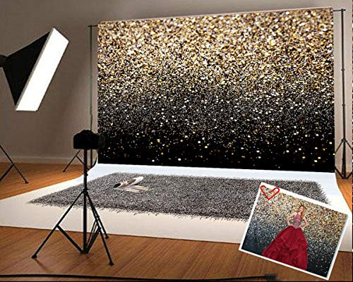7x5ft -220x150cm- Gold Spot Photography Backdrops Wedding Photo Booth Prop Bridal Show Background for Picture Graduation Prom Party Backdrop Black Seq