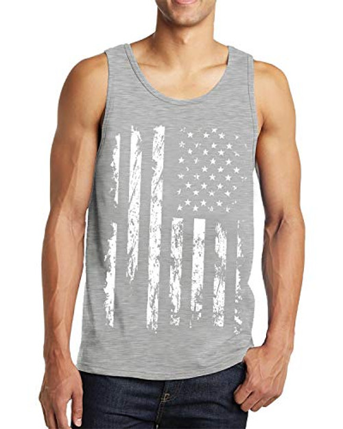 AIDEAONE Mens American Flag Tank Top Patriotic Sleeveless T-Shirt Independent Day Celebration Workout Sports Cotton Undershirt XL