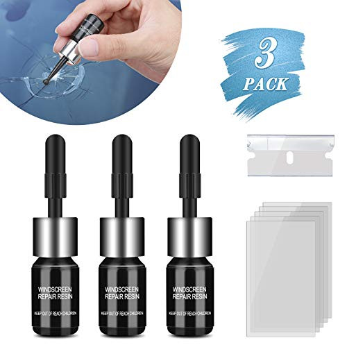 CHARMINER 3Pcs Automotive Glass Nano Repair Fluid Kit Car Windshield Crack Repair Resin Kit Wind Shield Repair Glue Set Scratch Chip Cracks Repair-Bla CHARMINER 3Pcs Automotive Glass Nano Repair Fluid Kit Car Windshield Crack Repair Resin Kit Wind Shield Repair Glue Set Scratch Chip Cracks Repair-Bla