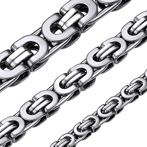 ChainsHouse Stainless Steel Necklace Byzantine Chain Byzantine Necklace 8MM Silver Tone Wide Men Jewelery 20 Send Gift Box ChainsHouse Stainless Steel Necklace Byzantine Chain Byzantine Necklace 8MM Silver Tone Wide Men Jewelery 20 Send Gift Box