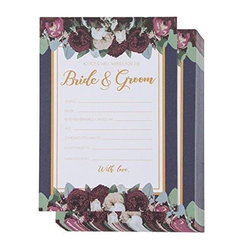 Marriage Advice Cards - 50-pack Wedding Advice and Well Wishes Cards for The Bride and Groom, Bridal Shower Games, Bride Advice Cards, 5 x 7 Inches