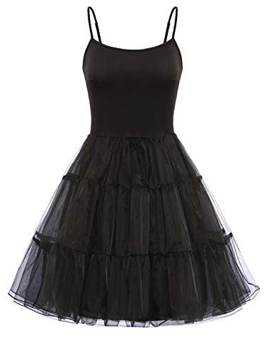 GRACE KARIN Womens Underdress 50s Petticoat Skirts Tutu Crinoline Underskirt -Black S-