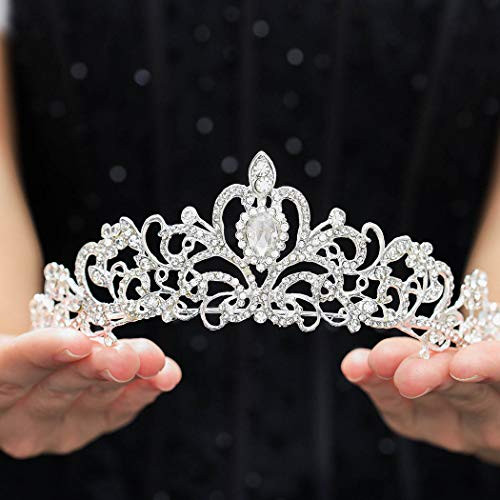 Haloty Baroque Crystal Wedding Crown Silver Bride Tiara Queen Love Rhinestone Gem Crowns and Tiaras Bridal Headpieces for Women and Girls Haloty Baroque Crystal Wedding Crown Silver Bride Tiara Queen Love Rhinestone Gem Crowns and Tiaras Bridal Headpieces for Women and Girls