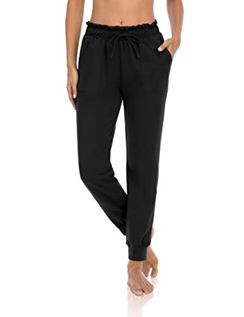 DIBAOLONG Womens Yoga Sweatpants Casual Drawstring Loose Workout Joggers Pants Comfy Lounge Pants with Pockets Black L