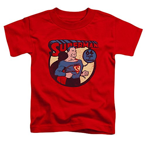 DC Superman 64 Unisex Toddler T Shirt for Boys and Girls  Medium -3T- Red