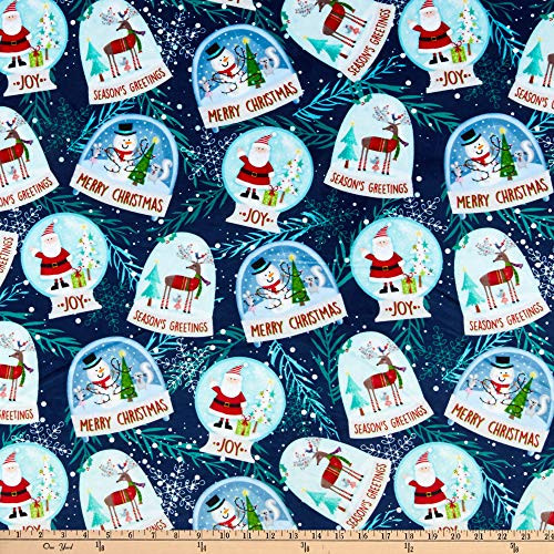 Shannon Fabrics Shannon Studio Digital Minky Cuddle Snow Globes Fabric  Navy