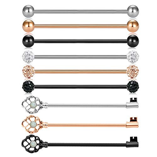 Mayhoop 14G Stainless Steel Industrial Barbell Earring Cartilage Body Piercing Jewelry 38mm 1and1-2 Inch Industrial Piercing Bar Mayhoop 14G Stainless Steel Industrial Barbell Earring Cartilage Body Piercing Jewelry 38mm 1and1-2 Inch Industrial Piercing Bar