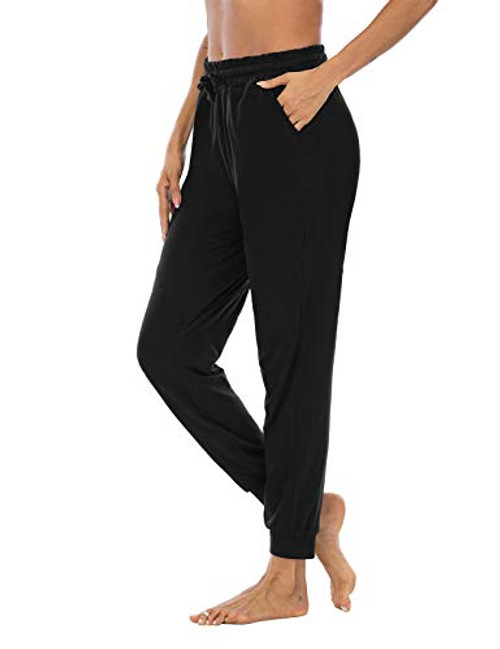 DIBAOLONG Womens Yoga Sweatpants Workout Joggers Pants Comfy Loose Drawstring Lounge Pajama Pants with Pockets Black