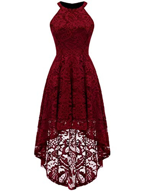 Dressystar 0028 Halter Floral Lace Cocktail Party Dress Hi-Lo Bridesmaid Dress Dark Red XXXL Dressystar 0028 Halter Floral Lace Cocktail Party Dress Hi-Lo Bridesmaid Dress Dark Red XXXL