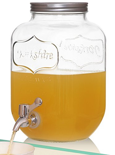 Brilliant - Mason Jar Glass Yorkshire Beverage Dispenser, 1 Gallon