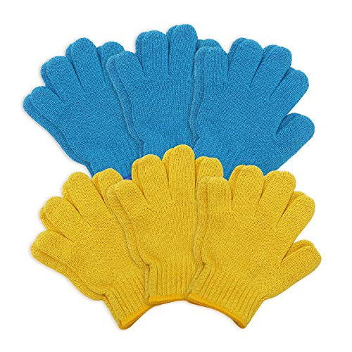 MIG4U Kids Gardening Gloves Children Work Gloves for outdoor activities  yard work ages 4-6 6 pairs blueandyellow