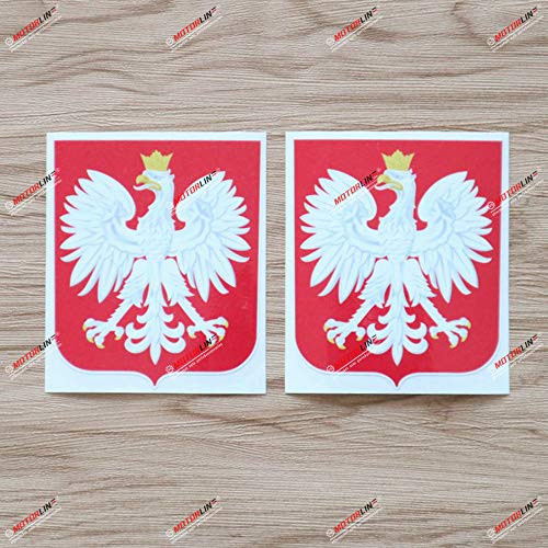 2X Glossy 4 Coat of arms of Poland Decal Sticker Polska Herb Polski Vinyl