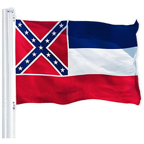 G128 Mississippi State Flag 150D Quality Polyester 3x5 ft Printed Brass Grommets Flag Indoor-Outdoor - Much Thicker More Durable Than 100D 75D Polyest