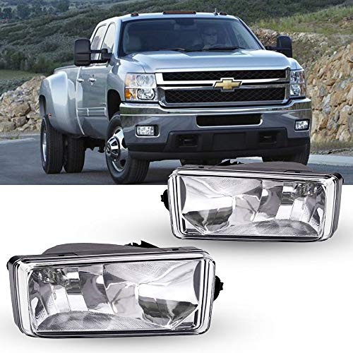Fog Lights Assembly Replacement for 2007-2014 Suburban 1500 GMC Sierra 2007-2015 Silverdo with Clear Lens H8 12V 35W Fog Lamps with Halogen Bulbs Fog Lights Assembly Replacement for 2007-2014 Suburban 1500 GMC Sierra 2007-2015 Silverdo with Clear Lens H8 12V 35W Fog Lamps with Halogen Bulbs