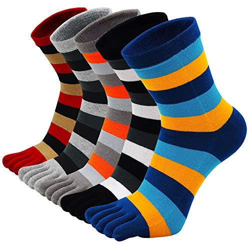 ZAKASA Mens Toe Socks Cotton Five Finger Crew Socks Athletic Running Socks ZAKASA Mens Toe Socks Cotton Five Finger Crew Socks Athletic Running Socks