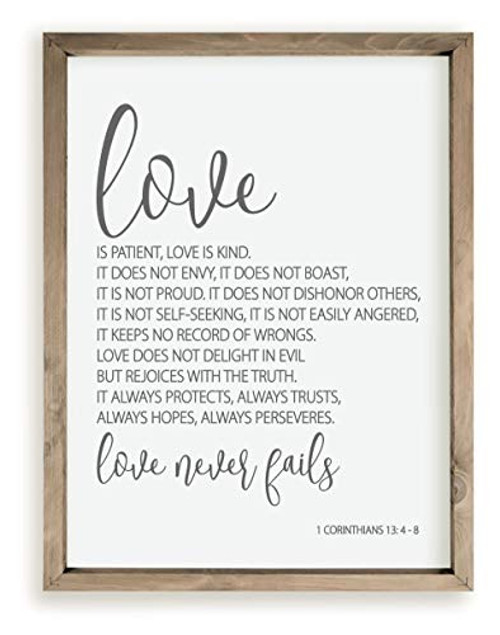 1 Corinthians 13 Love is Patient Love is Kind Wood Farmhouse Wall Sign 12x15