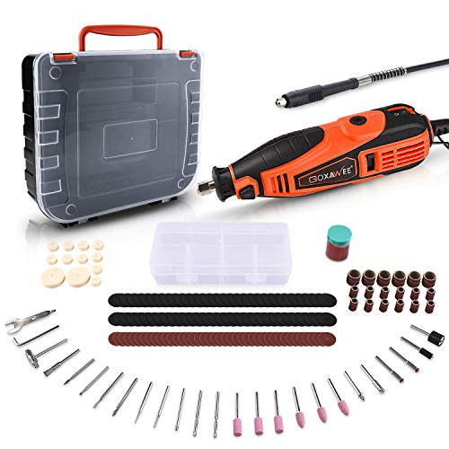 GOXAWEE Rotary Tool Kit with 181 Rotary Tool Accessories and Flex Shaft and Universal Collet  5 Variable Speed Rotary Multi-Tool  Mini Electric Drill Set
