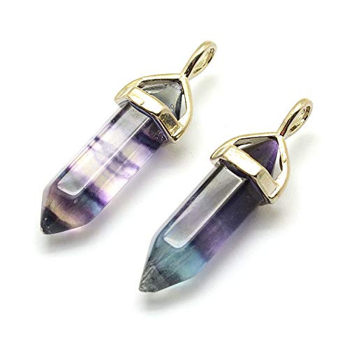 Fashewelry 10Pcs Natural Fluorite Gemstone Bullet Shape Charms 39x10mm Healing Pointed Chakra Hexagonal Stone Pendants Fashewelry 10Pcs Natural Fluorite Gemstone Bullet Shape Charms 39x10mm Healing Pointed Chakra Hexagonal Stone Pendants