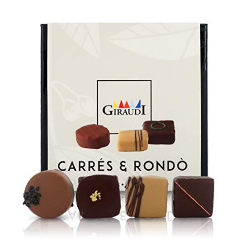 Giraudi Box of 9 Assorted Artisan Chocolates  Carrés and Rondò  Chocolate Pralines from Italy - 90g - 3-17oz