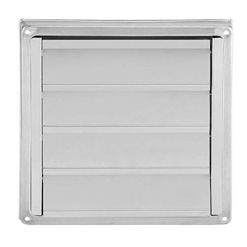GLOGLOW Dryer Vent Cover  100mm Louvered Outdoor Dryer Vent Cover Stainless Steel External Air Vent Louvre Gravity Flap Grille Wall Air Vent Square