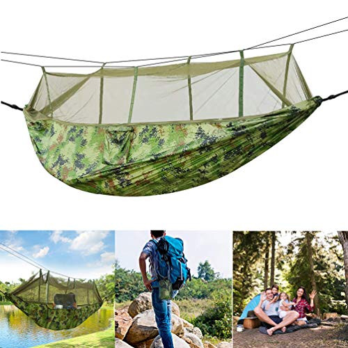 KOCASO Camping Hammock with Mosquito Net  Lightweight Double Hammock Portable Parachute Nylon Camping Hammock with Easy Assembly for Travel  Hiking  C