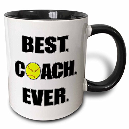 3dRose Softball Best Coach Ever Mug, 11 oz, Black 3dRose Softball Best Coach Ever Mug, 11 oz, Black