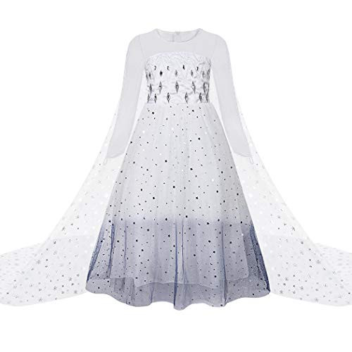 HenzWorld Little Girls Dresses Outfits Costume Clothes Snow Princess Birthday Party Cosplay Role Pretend Sequins Mesh Cape Long Sleeve Children Kids A