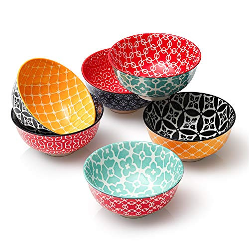 DOWAN Porcelain Small Bowls  10 Fluid Ounces Vibrant Colors Dessert Bowls  Cute Snack Bowls for Ice Cream  Miso Soup  Side Dishes  Condiment  Microwav