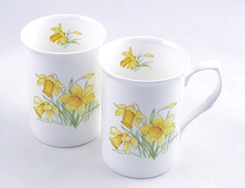 Daffodil Chintz - Pair Fine English Bone China Mugs - Adderley of Staffordshire, England Daffodil Chintz - Pair Fine English Bone China Mugs - Adderley of Staffordshire, England