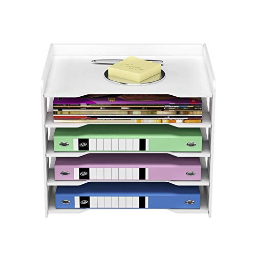 Natwind 5-Tier Office Paper Organizer for Desk Desktop Organizer File Holder Office Desk Organizer Letter Tray and A4 Paper Holder Document Storage Rack