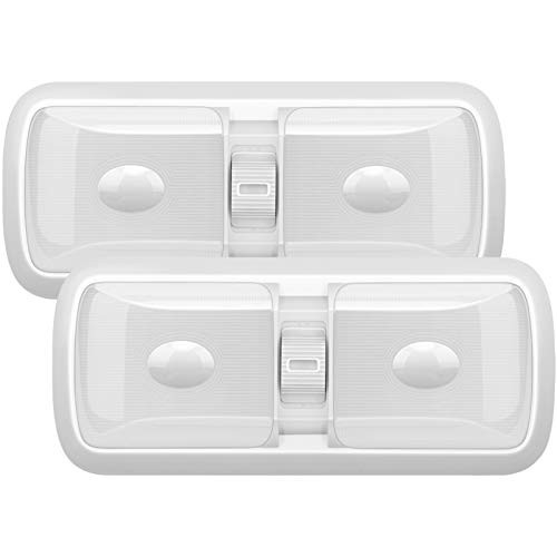 Kohree Upgrade 12V Led RV Ceiling Double Dome Light  Frosted RV Interior Lighting Fixture with ON-Off Switch for Trailer Camper Car Boat -5 Pack Natur