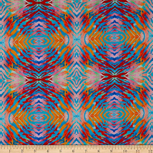 In The Beginning Digital Safari Tie Dye Pink-Orange Quilt Fabric By The Yard