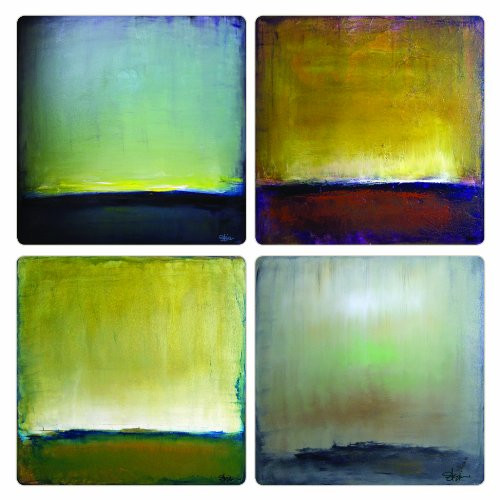 CoasterStone AS9951 Absorbent Coasters, 4-1/4-Inch, "Rustic Abstracts I", Set of 4