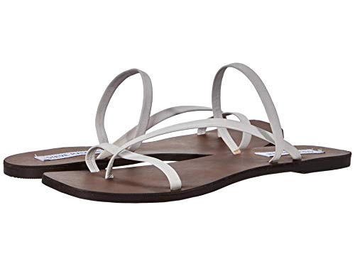 Steve Madden Womens Janessa Flat Sandal  White Leather  9