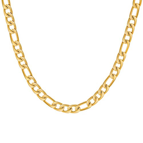 16-30 Inches Gold Plated Figaro Chain Necklace 6-5MM Stainless Steel Figaro Link Chain for Men Women