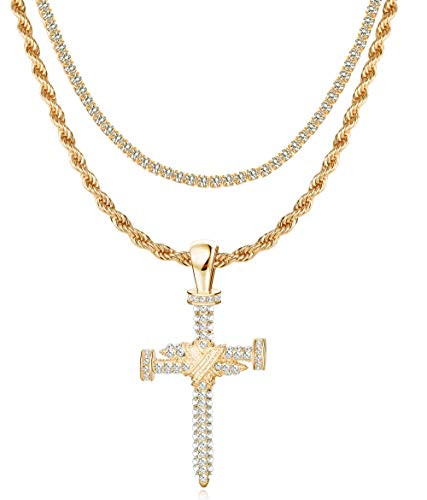 JOERICA Gold Plated Nail Cross Pendant 