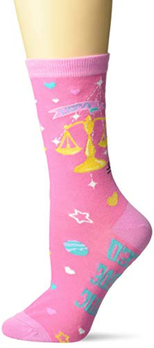 K- Bell Womens Horiscope Sign Novelty Crew Socks  Pink -liberal-  Shoe Size 4-10