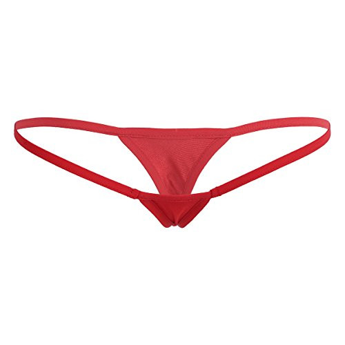 dPois Womens Stretchy Low Rise Micro Mini G-String T-Back Thongs Bikini Tanga Lingerie Underwear Red3 One Size
