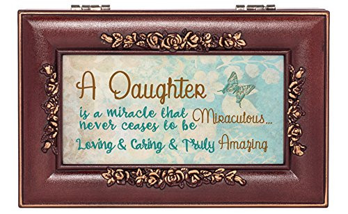 Daughter Truly Amazing Rose Wood Finish Jewelry Music Box Plays Canon in D
