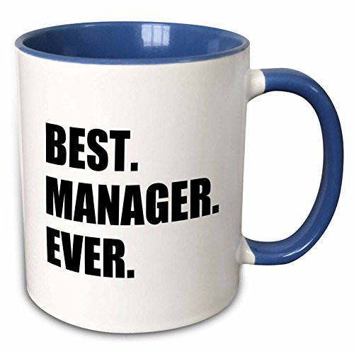 3dRose Best Manager Ever Two Tone Mug, Blue, 11 oz