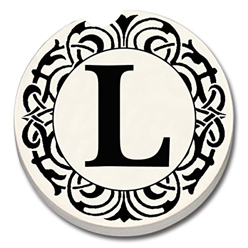 CounterArt 'Initially Yours' Absorbent Stoneware Car Coaster, Monogrammed "L"